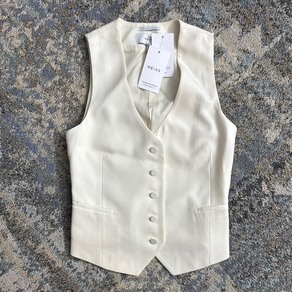Reiss Ivory Sleeveless Vest